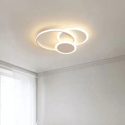 Modern white circular led chandelier with overlapping rings from decorbites led chandelier for living room and bedroom