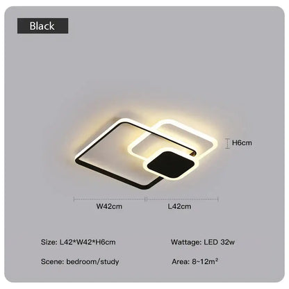 Black rectangular decorbites led chandelier with modern geometric design and glowing edges for living room ceiling lighting