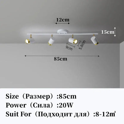 White decorbites led chandelier with gold-finished adjustable spotlights for living room and bedroom ceiling decor
