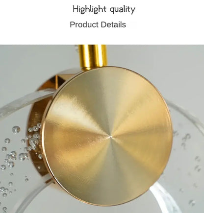 Decorbites™ led crystal pendant light with gold-toned circular pendant and clear glass accents for bedroom and bathroom