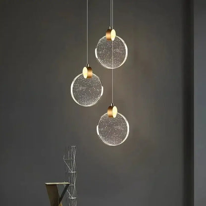DecorBites™ led crystal pendant with clear glass shades and gold accents for bedroom and bathroom lighting