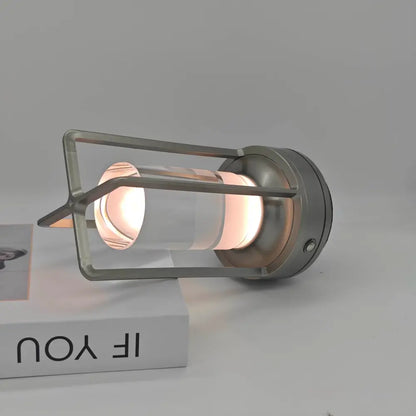 Decorbites™ sleek metallic led crystal table lamp with clear glass enclosure rechargeable bedside lamp