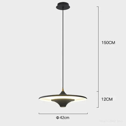 Modern black decorbites led flying pendant lights with sleek disc-shaped design and warm led flying saucer illumination