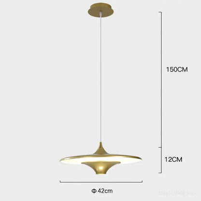 Gold-toned decorbites led flying saucer pendant lights with sleek disc design and frosted glass diffuser for indoor use