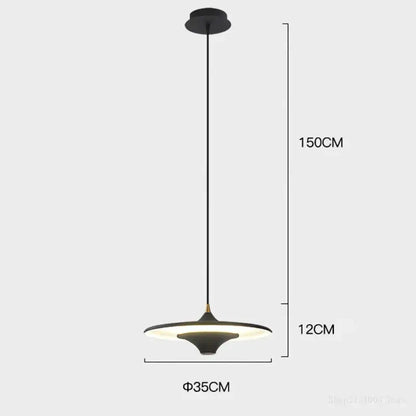 Modern black decorbites led flying saucer pendant lights with sleek disc shape and warm led illumination for indoor use