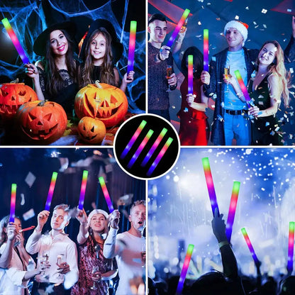 DecorBites™ led foam stick baton in rainbow colors flexible and brightly illuminated for party and event use