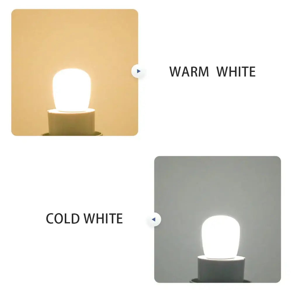 Warm white and cold white decorbites led fridge bulbs with frosted glass domes and internal filaments for efficient lighting