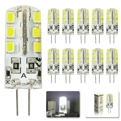 Clear glass decorbites led smd bulb with 24 yellowish diodes dc 12v metal pins 10pcs lot spotlight