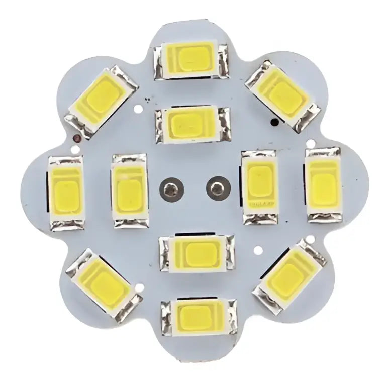 Decorbites led g4 bulb 2w with silver base and twelve yellow smd5630 leds in a flower pattern for home lighting