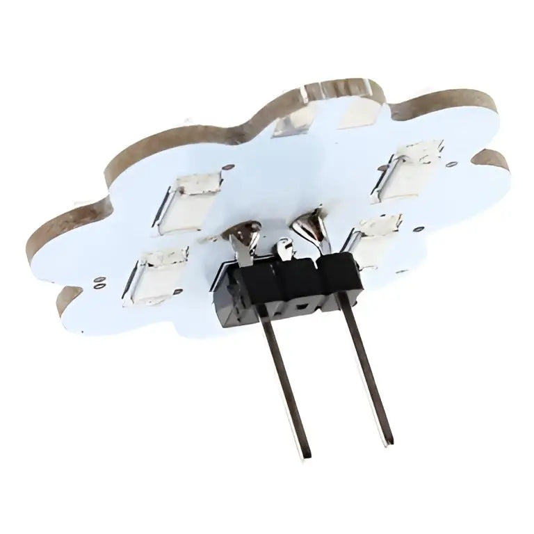 Cloud-shaped decorbites led g4 bulb with white scalloped plastic base and black metal pins for home use