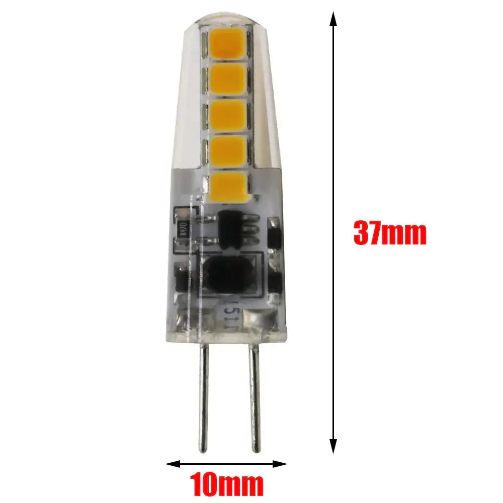 Clear glass decorbites led g4 bulb with five yellow led chips vertical array transparent casing and metallic pin base