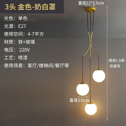 Decorbites led glass ball chandelier ceiling light with gold metal finish and frosted white glass bulbs for living room decor