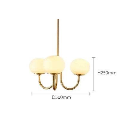 Gold-toned decorbites led glass chandelier with three pink milky white frosted glass balls pendant lights for home decor