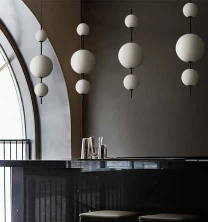 Decorbites led glass beads pendant chandelier features white matte spherical led glass beads in cascading clusters