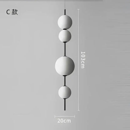 DecorBites™ led glass beads pendant chandelier with white spherical glass beads and black connecting rods lighting fixture