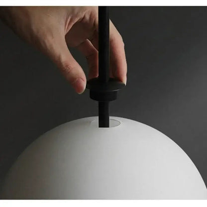 Decorbites led glass beads pendant chandelier with sleek matte white spherical light and minimalist black stem