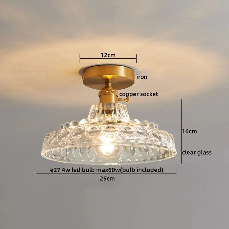 Clear glass pendant ceiling lamp with brass iron base and copper socket by decorbites led glass for interior decor