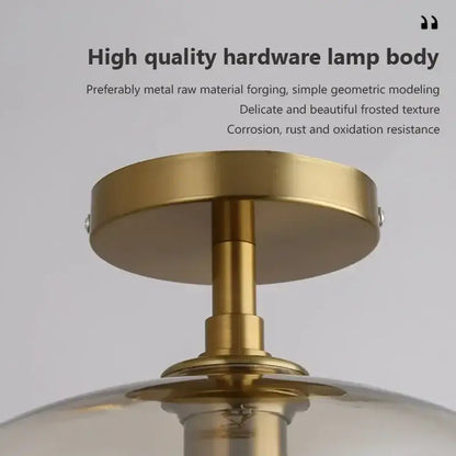 Brass-finished DecorBites LED glass ceiling light with sleek geometric hardware and frosted texture for modern spaces