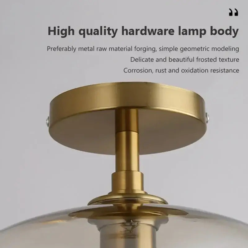 Brass-finished decorbites led glass ceiling light with sleek geometric body and frosted texture for modern rooms