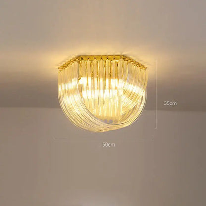 Golden-framed decorbites led glass chandelier with cascading clear glass rods for modern foyer lighting
