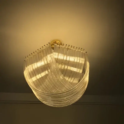 DecorBites led glass chandelier with golden-toned cascading glass filaments in modern stainless steel for foyer lighting