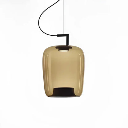 Sleek amber-tinted glass decorbites led glass pendant chandelier with minimalist black metal fixture for kitchen dining