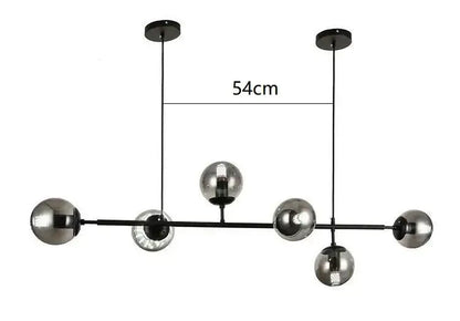 Modern black metal pendant chandelier with five smoked glass globes decorbites led glass for dining room decor