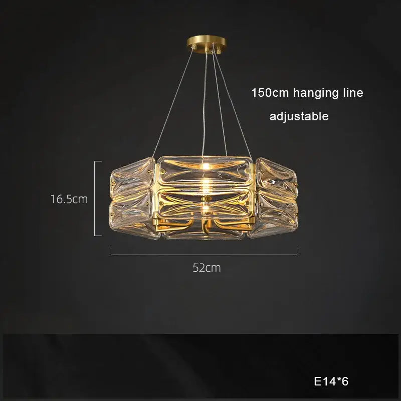 DecorBites LED glass pendant light with clear geometric glass and gold metal accents ideal for kitchen island decor