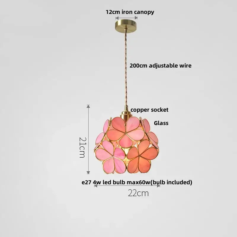 Decorbites led glass pendant lights featuring a delicate pink glass chandelier with brass finish for modern decor