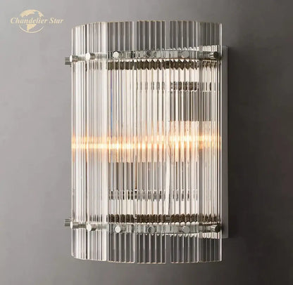 Modern chrome decorbites led glass san marco wall lamp with vertical glass rods for living room bedroom bathroom decor
