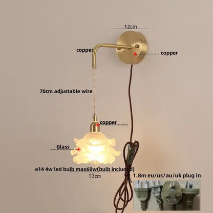 Copper wall lamp with decorbites led glass animal-shaped lampshade for luxury modern bedroom and home decor vanity light