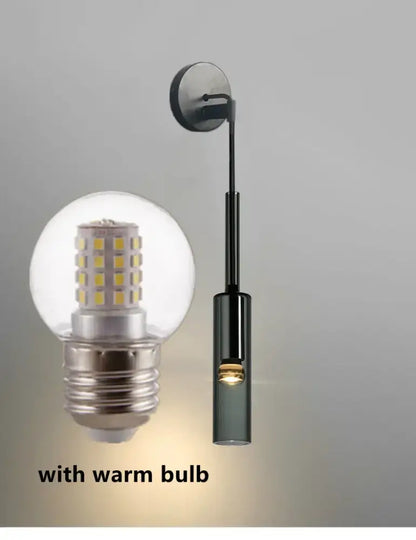 Modern black cylindrical decorbites led glass wall lamp with warm glowing led bulb for living room and bedroom lighting