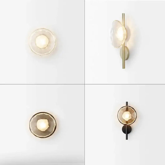 Modern minimalist decorbites led glass wall sconce with frosted glass shades and brass or black metal fixtures for living room lighting