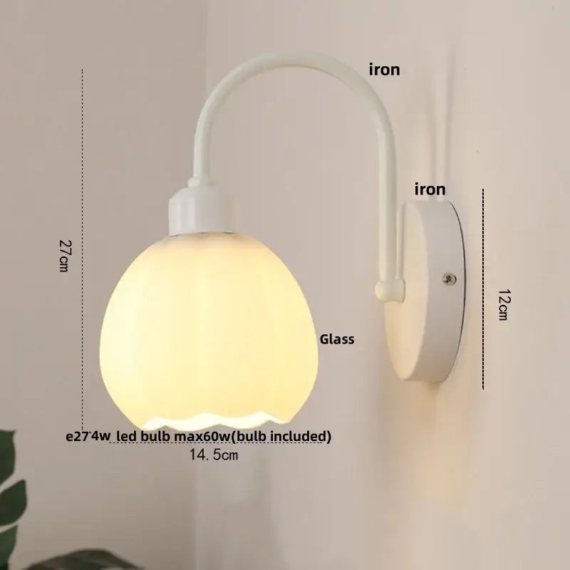 White iron decorbites led glass wall sconce with frosted glass shade and pull chain switch for modern stair lighting