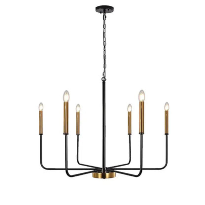 Decorbites led gold and black candle chandelier with brass accents modern american living room hanging light