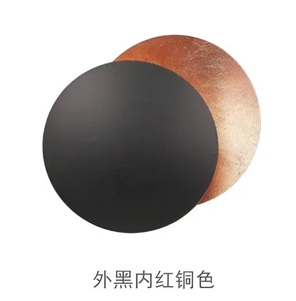 Decorbites led gold eclipse wall lamp with matte black exterior and textured copper interior for bedroom living room decor