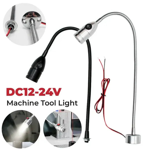 Silver and black flexible decorbites led gooseneck work light with adjustable head for dc12-24v operation