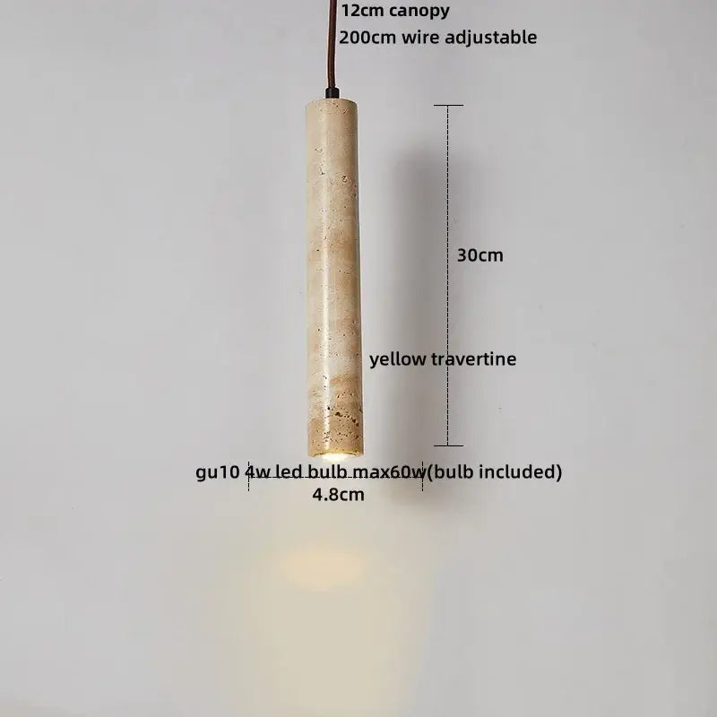 A sleek yellow travertine pendant light with warm LED glow in decorbites led gourd pendant fixture design