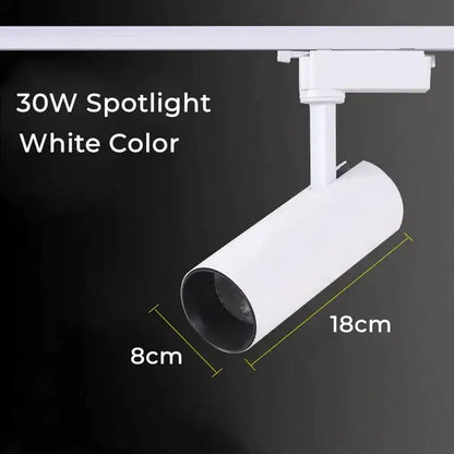 White 30w decorbites led grille track light with matte cylindrical design mounted on ceiling rail for clothing store lighting