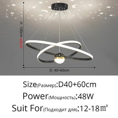 Modern black and white led gypsophila chandelier with central spherical bulb for living room decor pendant light