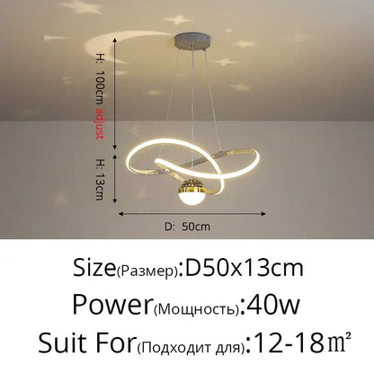 Modern gold-toned led gypsophila chandelier with intertwined circular rings and central globe bulb for living room decor