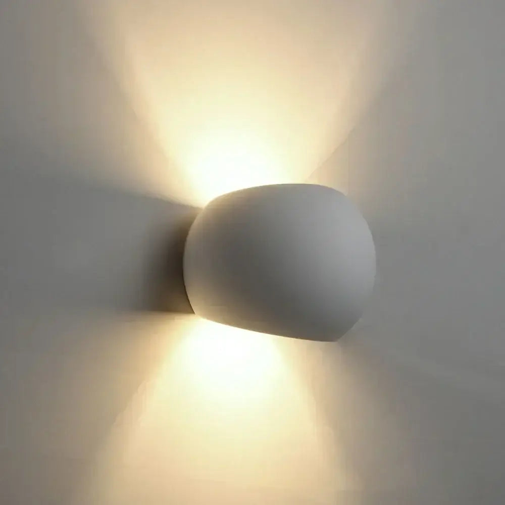 DecorBites LED gypsum wall sconce 5W sleek matte white modern rounded design emitting warm ambient light for decor