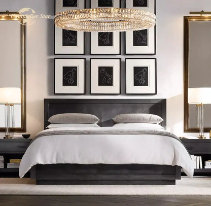 Elegant decorbites led halo crystal chandelier with circular design and gold-toned frame for bedroom living dining room decor
