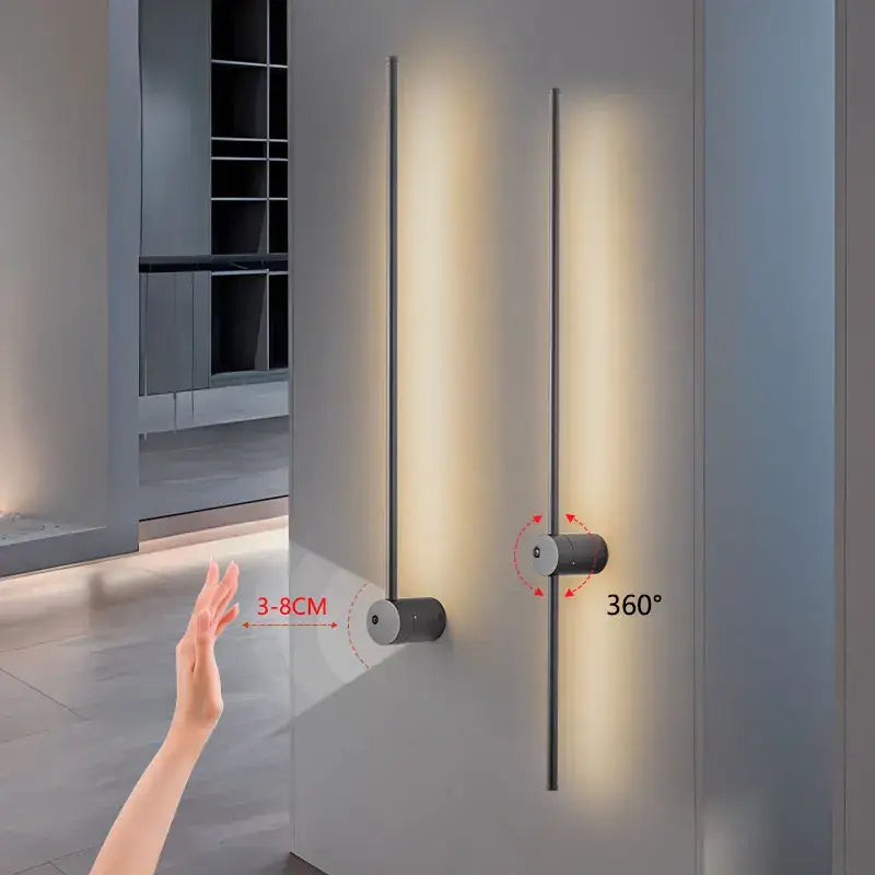 Modern minimalist decorbites led hand induction wall light with sleek cylindrical design and warm ambient glow for bedroom