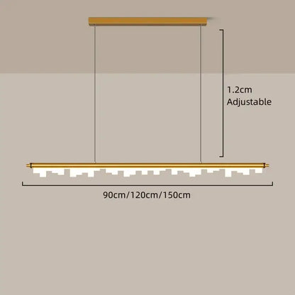 Gold-toned DecorBites LED hanging pendant lights with sleek linear design and adjustable drop for modern home decor