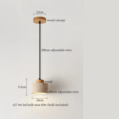 Minimalist DecorBites LED hanging pendant light with natural wood base and adjustable black wire in mid-century modern style