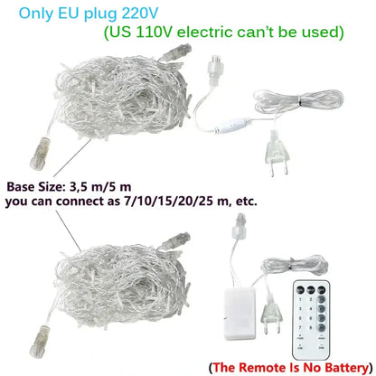 Decorbites™ led icicle string lights with white leds clear plastic connectors and remote for adjustable brightness outdoor use