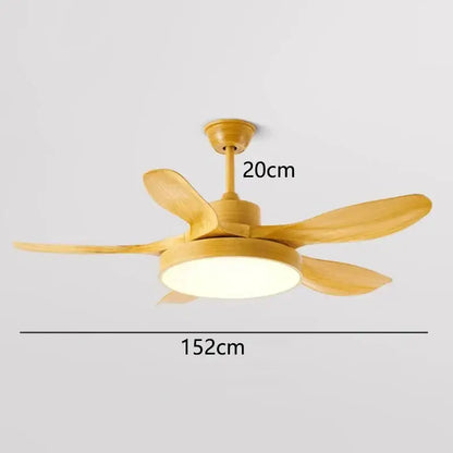 Decorbites™ LED indoor ceiling fan lights with five light wooden blades and integrated circular LED fan lights for living room