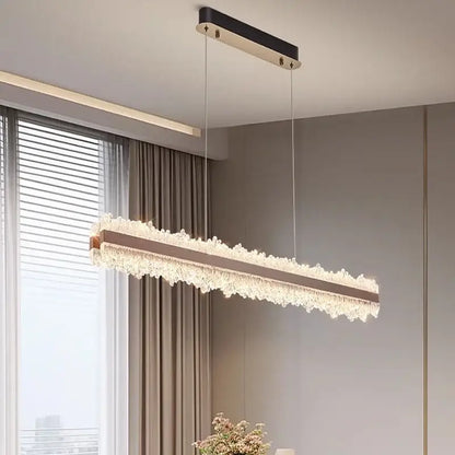 Modern decorbites led indoor chandelier with black and gold metal frame and cascading clear crystal accents for stylish bedroom decor