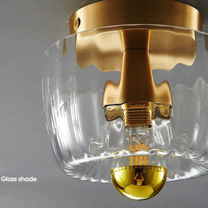 DecorBites led indoor glass wall sconce ceiling chandelier with clear textured glass and gold metal accents for living room